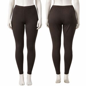 Signature Collection Leggings 1X Plus Brown Cotton/Spandex High Waist Ankle L